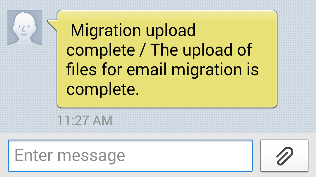 Migration File Upload Text Message