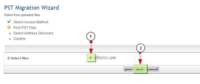 Migrate PST Upload Selected