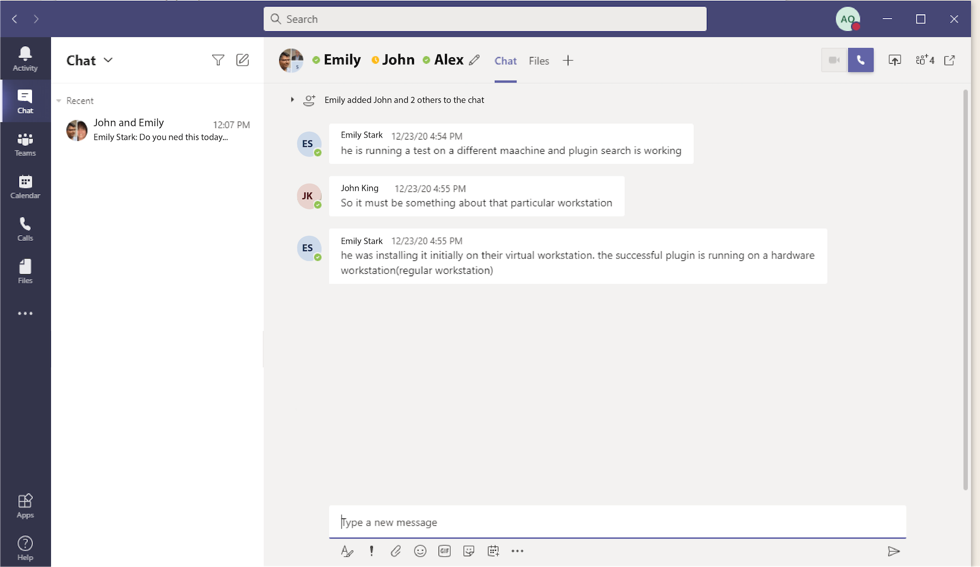A view of what Microsoft Teams looks like when in use 