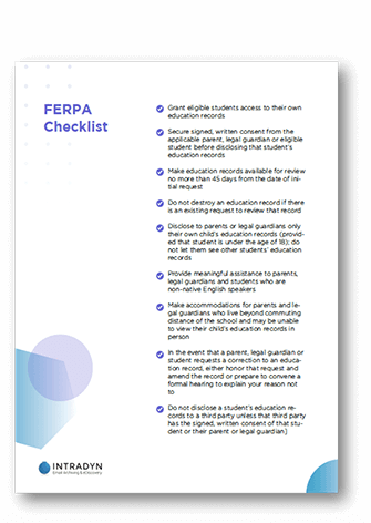 A checklist of the FERPA compliance