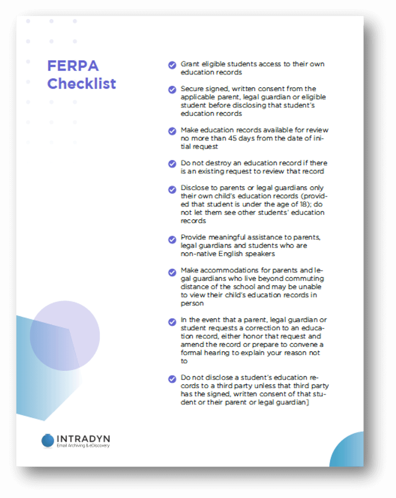 FERPA Compliance Checklist Start your search for the perfect email hosting service today.